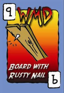 board with rusty nail